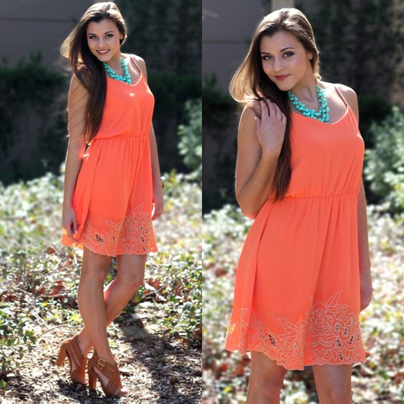 Dresses & Skirts - Orange Cami Summer Dress Cut-Out Design